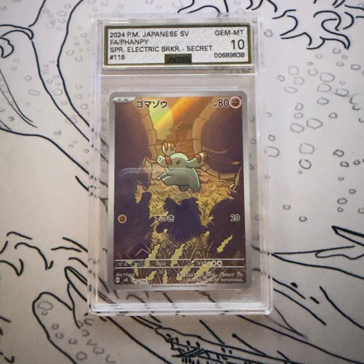 AGS 10 Phanpy #115 Japanese Super Electric Breaker graded Pokémon card